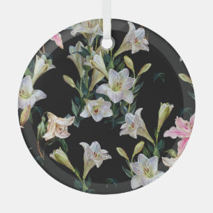 Blumenlilien: Schwarzes Hintergrundbild Ornament Aus Glas