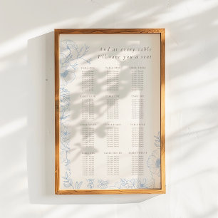 Blumenlinie Art Französisch Blue Wedding Seating C Poster
