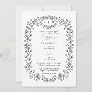 Blumenlinie-Kunst-Hochzeitseinladung Einladung