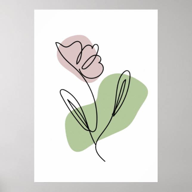 Blumenliniengrafik Poster (Vorne)