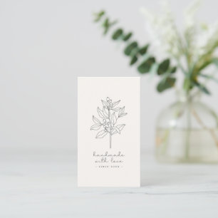 Blumenlogo, handgefertigt mit Liebe weiß Visitenkarte