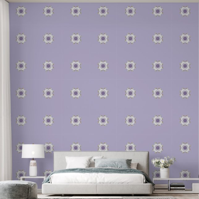 Blumenlook Lila Gold Fraktal Art Lavendel Tapete (Schlafzimmer)