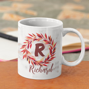 Blumenlorbeer Initiale Buchstabe Monogramm Name Kaffeetasse
