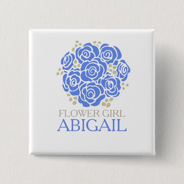 Blumenmädchen blauer Posy nannte Button (Vorderseite)