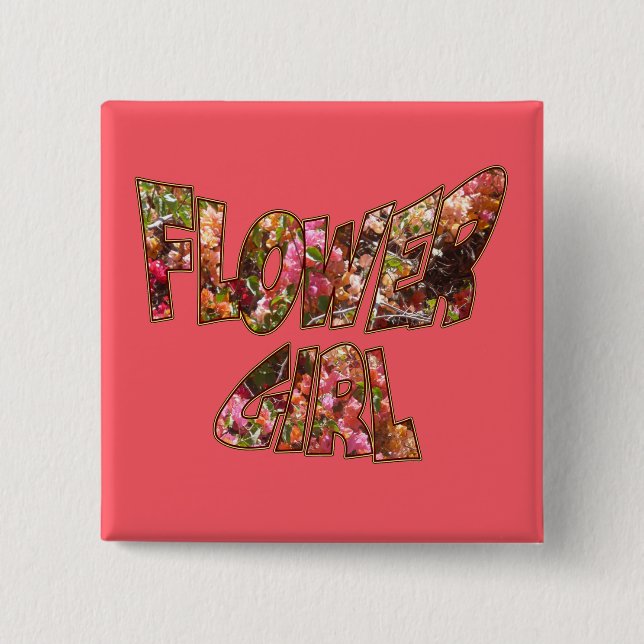 Blumenmädchen Bougainvillea Quadratischer Knopf Button (Vorderseite)