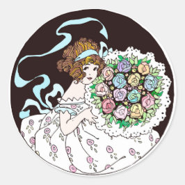 Blumenmädchen der 1920er Jahre Holding Bouquet Runder Aufkleber