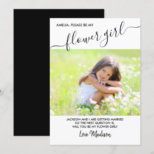 Blumenmädchen Elegante Schrift Foto Antragskarte Einladung