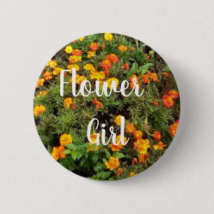 Blumenmädchen im Vintage Botanischen Garten Button