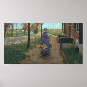 Blumenmädchen in Holland Poster