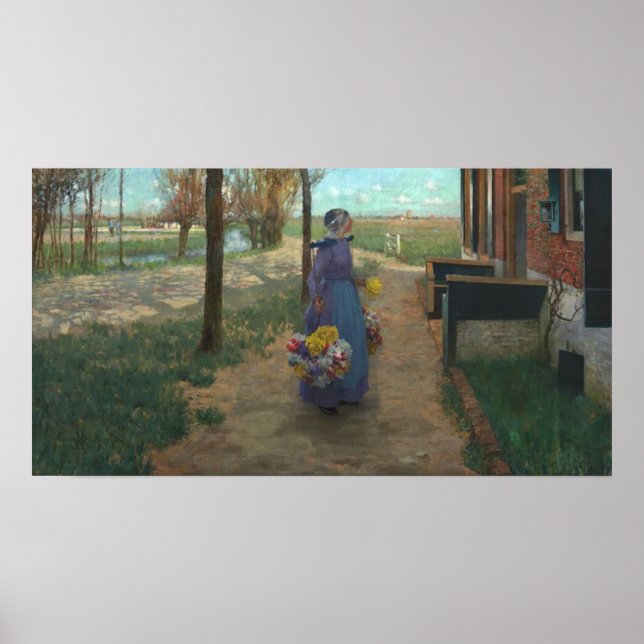 Blumenmädchen in Holland Poster (Vorne)