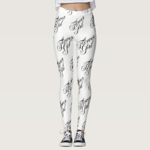 Blumenmädchen Leggings - Schwarz auf Weiß