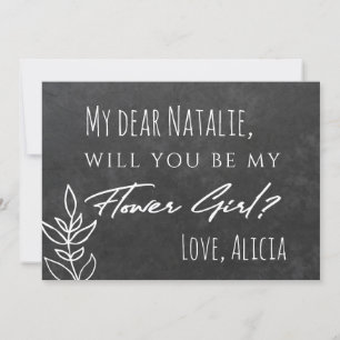 Blumenmädchen lustige Tafel-Typografie Hochzeitsan Einladung