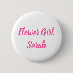 Blumenmädchen Rosa Benutzerdefinierter Name Gesche Button