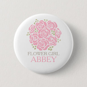 Blumenmädchen-Rosa Posy nannte Button