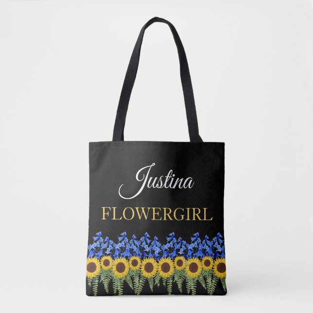 Blumenmädchen Rustikale Bluebells & Sonnenblumen H Tasche (Vorderseite)