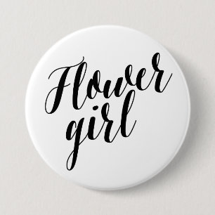 Blumenmädchen Schwarze Schrift Knopf Button