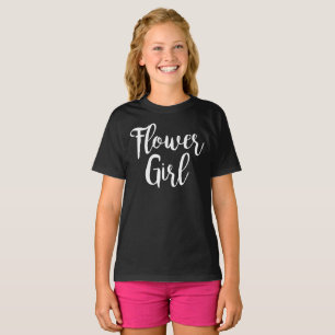 Blumenmädchen T-Shirt Weiße Kalligrafie