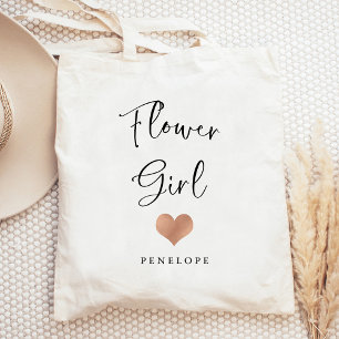 Blumenmädchen Trendy Script und Herz Tragetasche