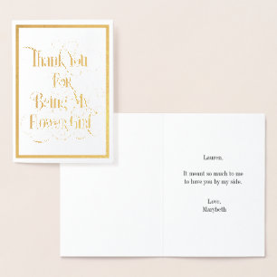 Blumenmädchen Vielen Dank Gold Foil Card Folienkarte