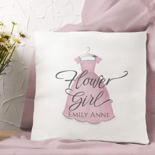 Blumenmädchen Wasserfarbe Rosa Kleid Custom Kissen