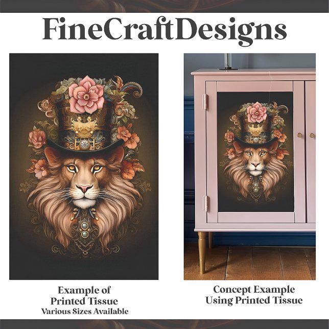 Blumenmaghäuslicher Steamponlion in Hut E2-Decoupa Seidenpapier (Von Creator hochgeladen)