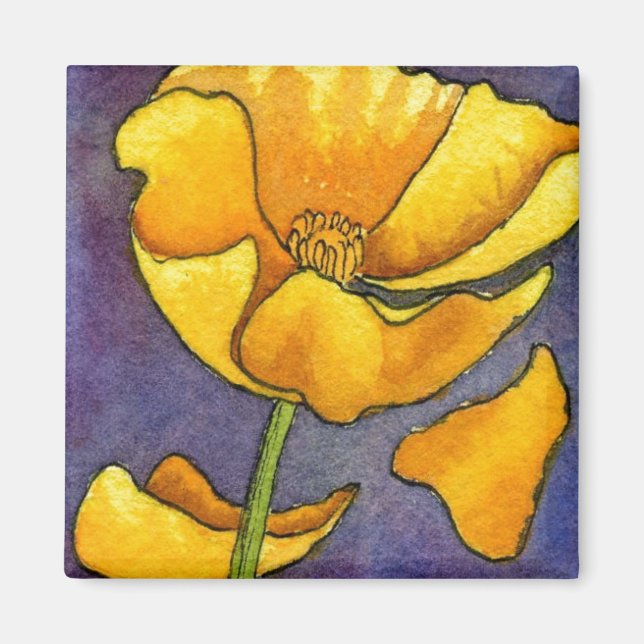 Blumenmagnet "Yellow Poppy" Magnet (Vorne)