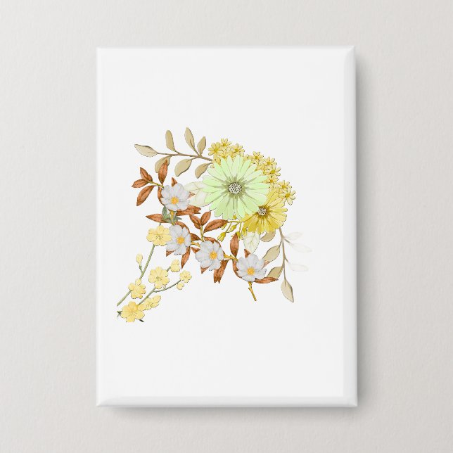 Blumenmalerei Kunst Design Florale Färbung Button (Vorderseite)