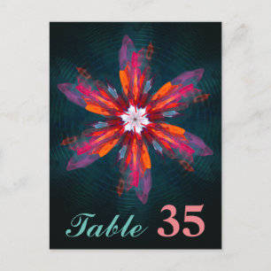 Blumenmandala Blumen Orange Rot Blau Abstrakt Postkarte