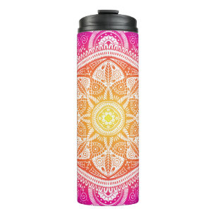 Blumenmandala: farbenfroh Vintag. Thermosbecher