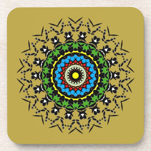 Blumenmandala Nahtlos Getränkeuntersetzer (Vorderseite)