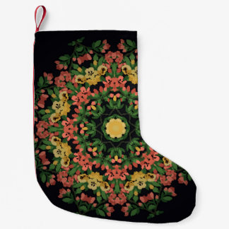 Blumenmandala: rot, gelb Vintag. Kleiner Weihnachtsstrumpf
