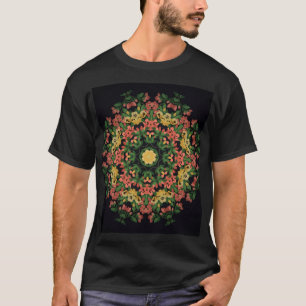 Blumenmandala: rot, gelb Vintag. T-Shirt
