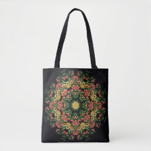 Blumenmandala: rot, gelb Vintag. Tasche