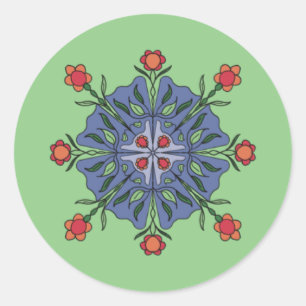 Blumenmandala  runder aufkleber