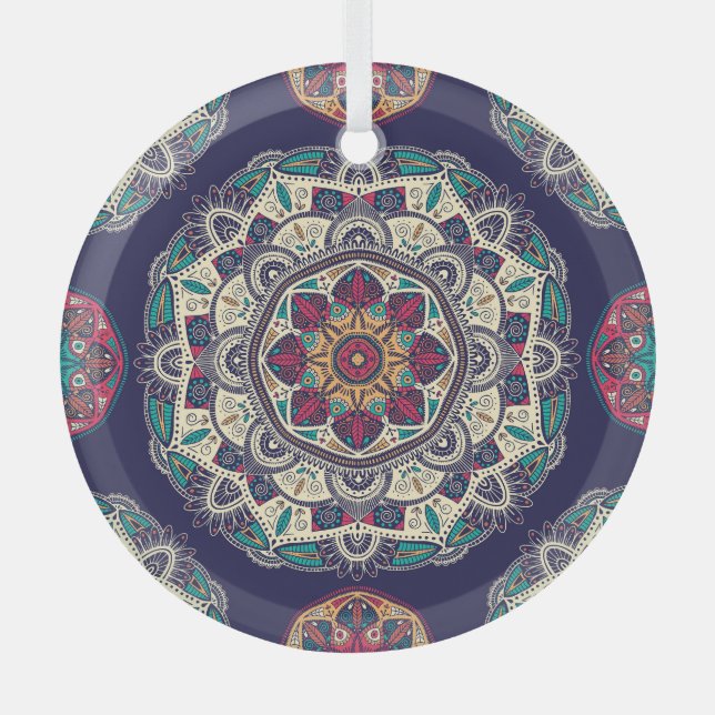 BlumenMandala: Zierhaft Vintag, nahtlos Ornament Aus Glas (Vorderseite)