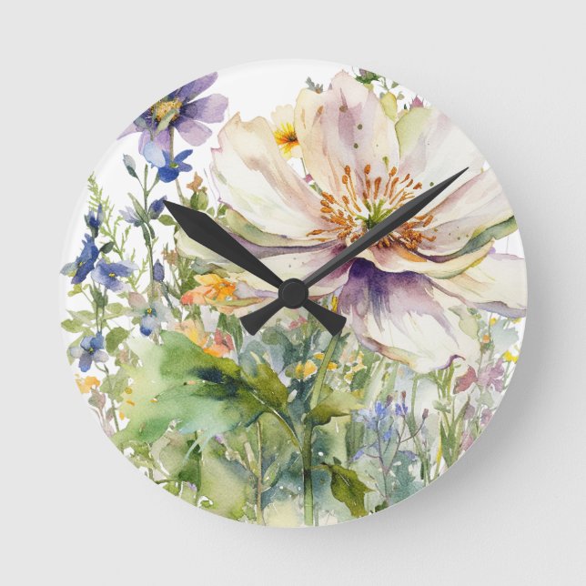 Blumenmanschette Runde Wanduhr (Vorderseite)