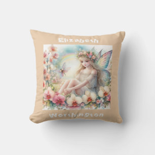 Blumenmärchen der Aquarelldruckerin, rosa Kissen