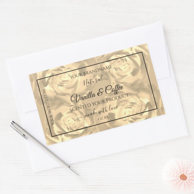 Blumenmarken Beige Rose Cremefarben Rechteckiger Aufkleber (Umschlag)