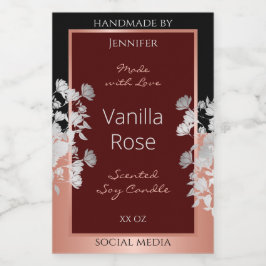 Blumenmarken Burgund Black und Rose Gold Lebensmitteletikett
