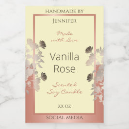Blumenmarken Creme und Rose Gold Rahmen Lebensmitteletikett