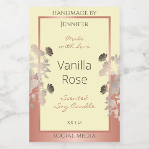 Blumenmarken Creme und Rose Gold Rahmen Lebensmitteletikett