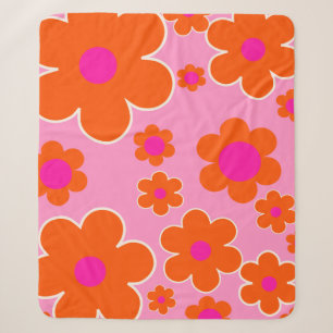 Blumenmarkt Amsterdam Retro-Blumen Pink Orange Sherpadecke