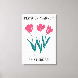 Blumenmarkt Amsterdam Rosa Tulpen Floral Leinwanddruck