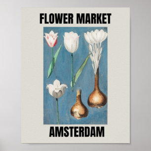 Blumenmarkt Amsterdam Vintage Tulpe Poster