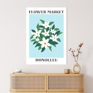Blumenmarkt Honolulu Weiße Jasmin-Blüten Leinwanddruck