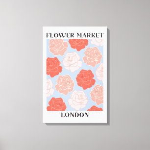 Blumenmarkt London Blush Pink Rote Rosen Floral Leinwanddruck