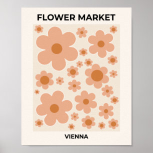 Blumenmarkt Wien Boho Blumen Beige Floral Poster
