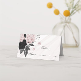 Blumenmarmor in schwarz und rosa platzkarte