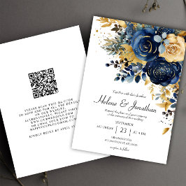 Blumenmarsch Blue Gold Garden Elegante Hochzeit Einladung