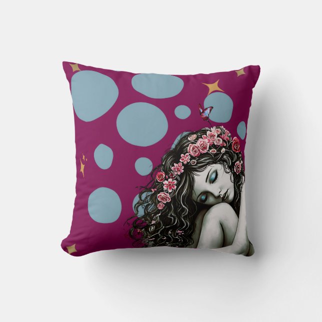 Blumenmaske - Portrait "Whimsical Nature" Kissen (Vorderseite)